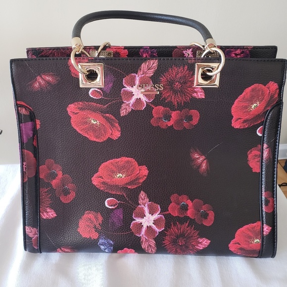 guess black floral bag